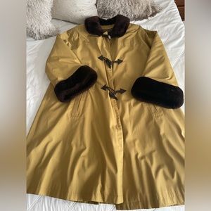 YSL mustard trench coat, removable fur lining